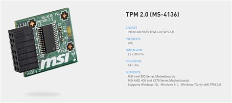 MSI TPM 2 0 MS 4136 2 0 Module Motherboards PCC COMPUTERS