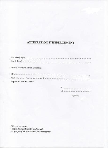 exemple attestation hébergement Paperblog Attestation Attestation