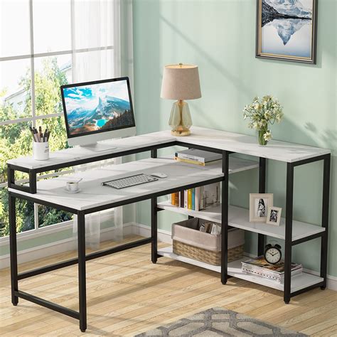 Buy Tribesigns55 Inch Reversible L Shaped Computer Desk With Storage