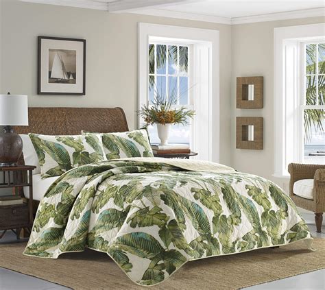 Tommy Bahama King Quilt Set Reversible Cotton Bedding With Matching Shams Pre Washed For