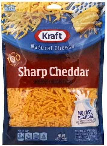 Kraft Sharp Cheddar, Shredded Cheese - 8 oz, Nutrition Information | Innit