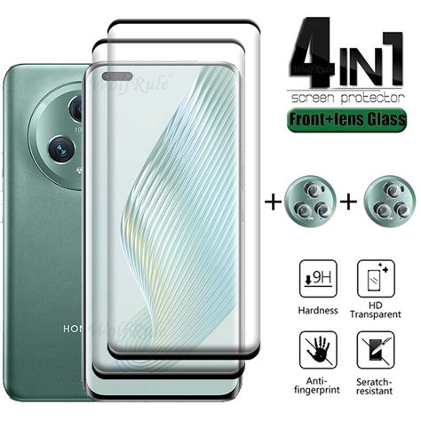 4 In 1 For Honor Magic 5 Pro 5g Glass Film 9h Hd Full Cover Curved