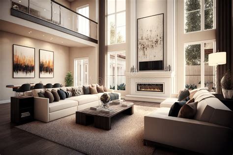 Modern D Render Of A Contemporary Living Room Interior Generative Ai