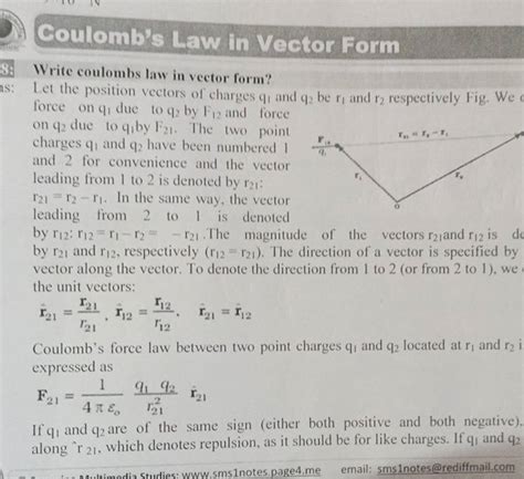 Goulomb S Law In Vector Form Write Coulombs Law In Vector Form Let Th