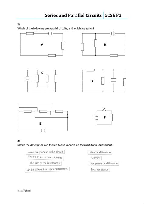 Circuit Diagrams Symbols Worksheet