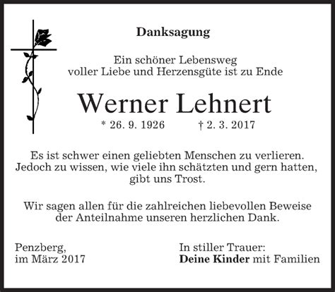 Traueranzeigen Von Werner Lehnert Trauer Merkur De