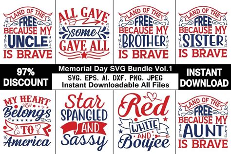 Memorial Day SVG Bundle Vol 1 Bundle Creative Fabrica