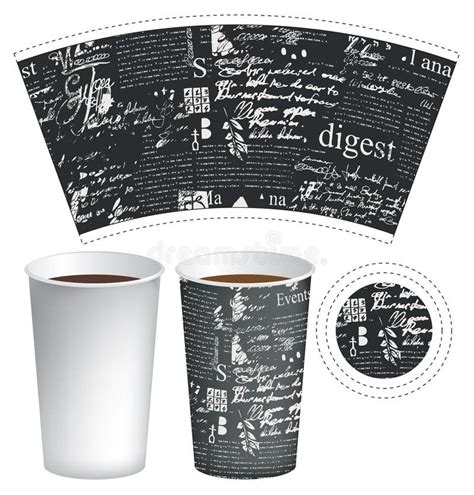 Paper Cup Template For Hot Drink With Coffee Cup Stock Vector