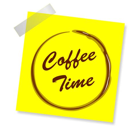 Download Yellow Sticker Coffee Coffee Time Royalty Free Stock