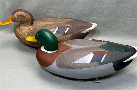 Pair Bill Collins Oversize Cork Mallard Duck Decoys Dixon S