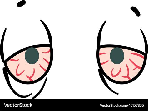 Tired red eyes icon comic exhausted expression Vector Image