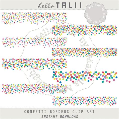 CONFETTI BORDERS Clip Art 8 Digital Borders Rainbow Confetti Hearts ...