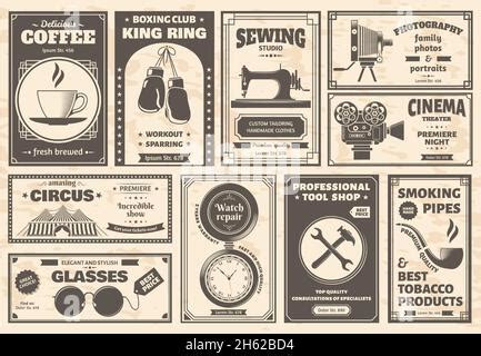 Vintage Newspaper Banners Old Advertising Vector Retro Promo Ads For