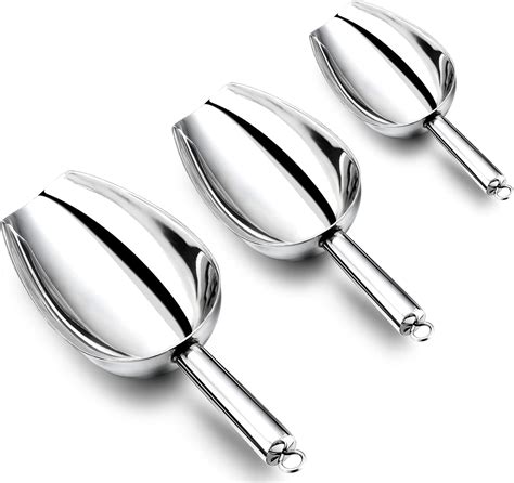 Ice Scoop Set Pandp Chef 3 Pieces Stainless Steel Metal Food