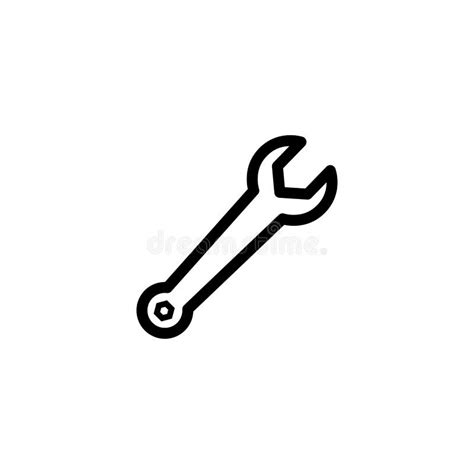 Wrench Line Icon In Flat Style For App UI Websites Black Spanner