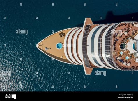 Large cruise ship front bow top view Stock Photo - Alamy