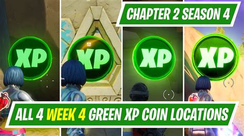 Week 4 All Green Xp Coin Locations In Fortnite Chapter Season 4 Youtube