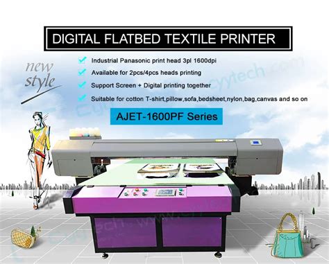 Heavy Digital Textile Printer Clothes Printing Machine Flatbed 3d T-shirt Printing Machine 1.6m ...