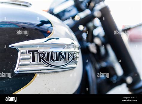 The Triumph Logo Badge On A Triumph Motorbike Stock Photo Alamy