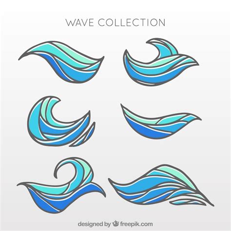 Colecci N De Olas Dibujadas A Mano En Estilo Abstracto Vector Gratis