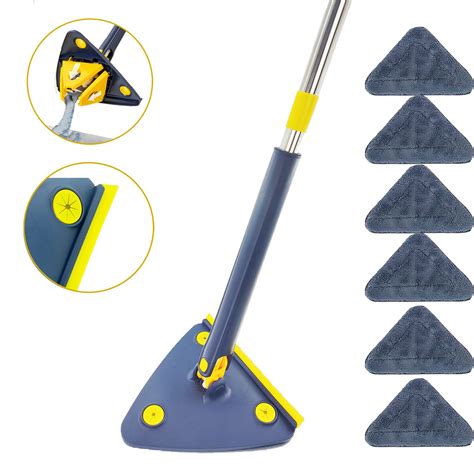 Rotatable Adjustable Cleaning Spin Mop Triangle Mop With Long