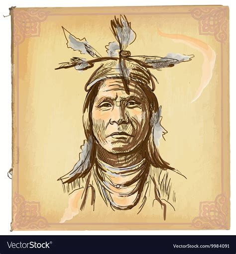 Native American Indian An Hand Drawn Sketch Vector Image