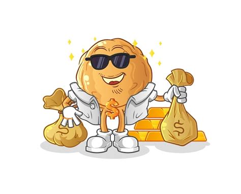 Premium Vector The Meatball Rich Character Cartoon Mascot Vector