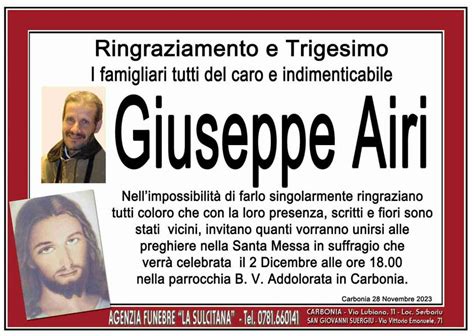 Funerali E Annunci Funebri A Carbonia Giuseppe Airi Funer