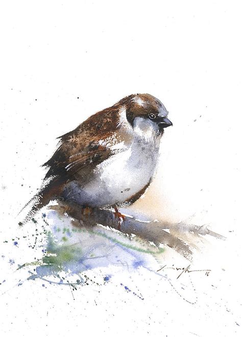 Tree Sparrow Bird Watercolor Painting By Nitin Singh Pixels