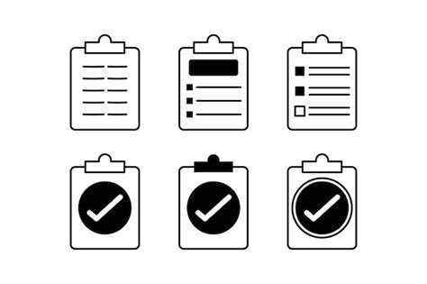 Lista de verificação em papel abrangente Conjunto de modelos de ícones