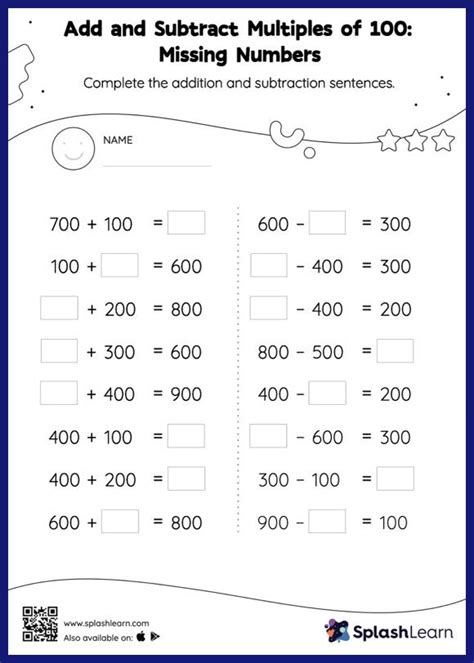 Add And Subtract Multiples Of Missing Numbers Worksheet