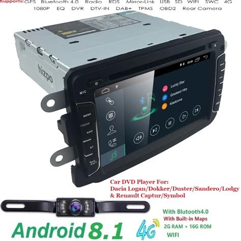 Hizpo Android8 1 QuadCore 2GRAM 1DIN CarDVD For RENAULT DUSTER LOGAN