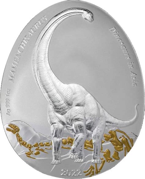 Mamenchisaurus Dinosaurs In Asia Oz Silver Coin Samoa