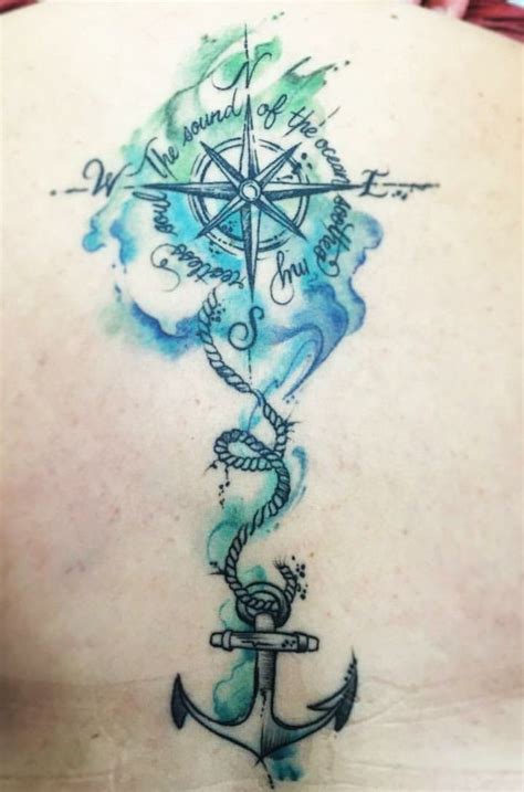 Watercolor Compass Rose And Anchor Tattoo Watercolor Compass Tattoo Anchor Tattoo Design