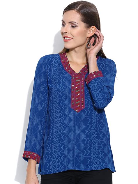 Buy BIBA Blue Printed Kurti - Kurtis for Women 997805 | Myntra