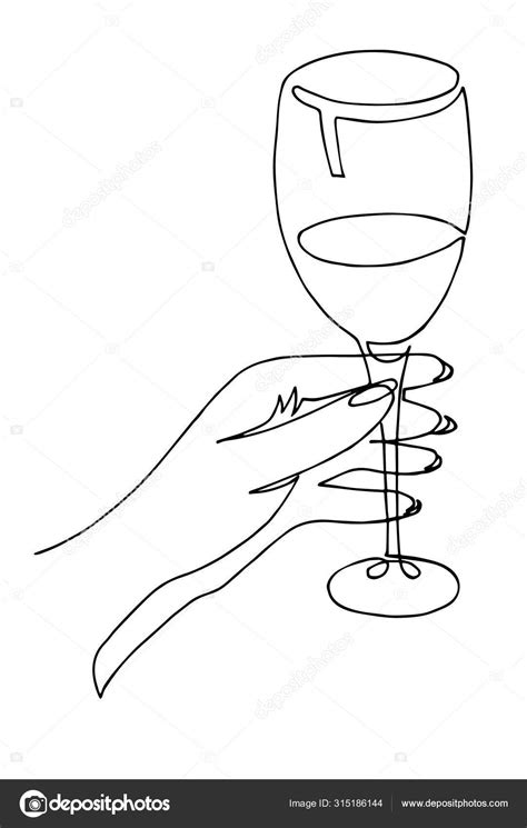 Female Hand Holds A Glass Of Wine — Stock Vector © Mary197 315186144