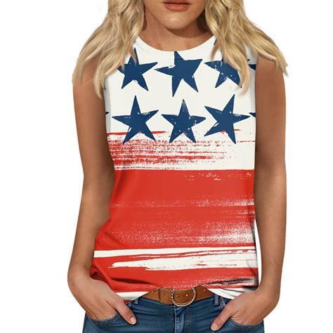 Knosfe Patriotic Tank Tops For Women 2024 Crew Neck 4th Of July