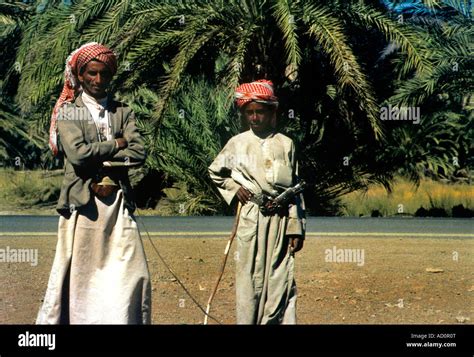 Tihama Saudi Arabia Bedouin Men And Palm Trees Stock Photo Alamy