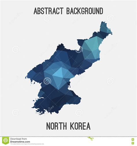 North Korea Map In Geometric Polygonal Mosaic Style Stock Illustration