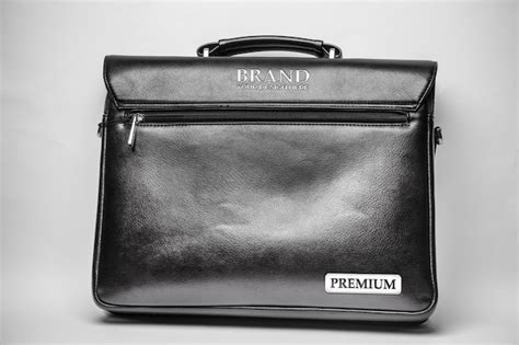 Premium Psd Elegant Black Leather Briefcase Mock Up