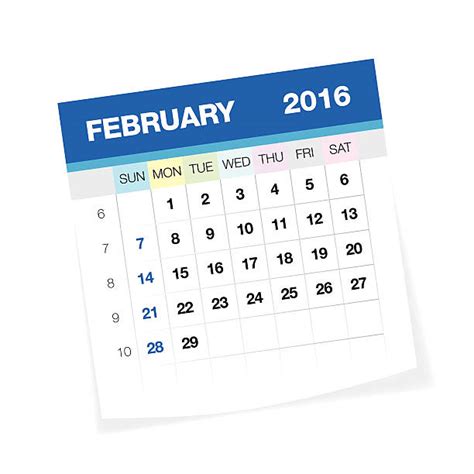 1000 February 2016 Calendar Illustrations Royalty Free Vector