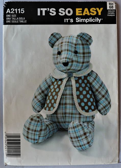 Simplicity 2115 Mccalls 9547 Memory Bear Pattern Stuffed Bear With