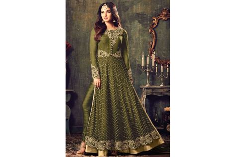 Sonal Chauhan Green Color Net Party Wear Anarkali Suit