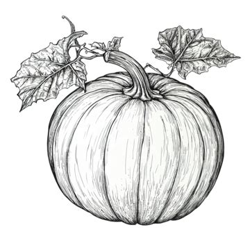 Hand Drawn Pumpkin Sketch With Black Ink Sketch Pumpkin Hand Drawn