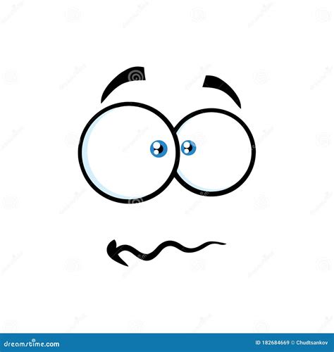 Nervous Cartoon Funny Face With Panic Expression Stock Vector