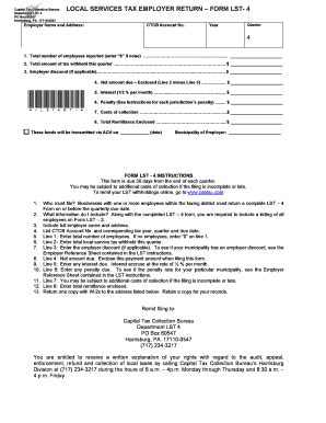 Fillable Online Form LST 4 Capital Tax Collection Bureau Fax Email