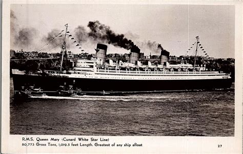 Vintage Cunard White Star Line Rms Queen Mary Real Photo Postcard 29