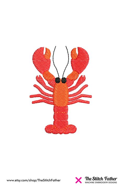 Mini Lobster Machine Embroidery Design Small Lobster Crawfish Seafood