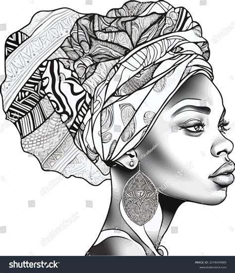 Abstract African American Woman Wearing Turban Stock Vector (Royalty ...