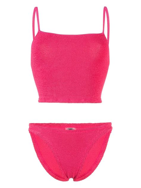 Hunza G Fuchsia Crinkle Effect Bikini Smart Closet